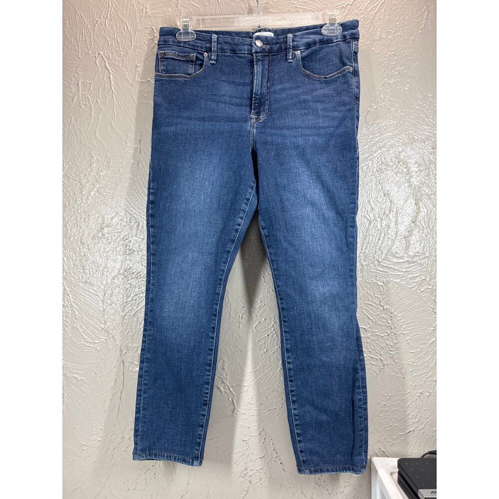 Good American Women's Jeans Skinny High Rise GL873T Stretch Dark Wash Size 14/32